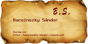 Bacsinszky Sándor névjegykártya