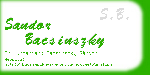 sandor bacsinszky business card