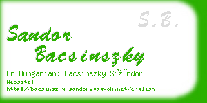 sandor bacsinszky business card